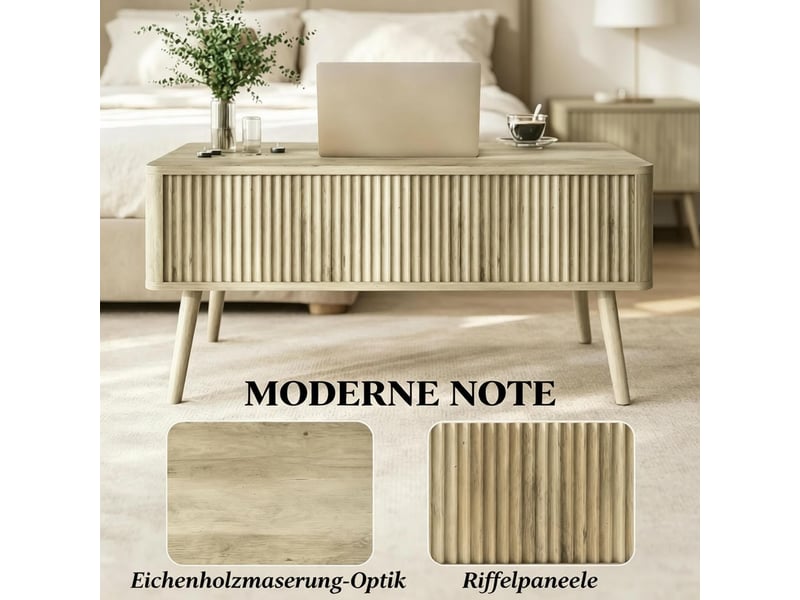  Table basse relevable moderne plateau réglable en hauteur style élégant rangement  - Conforama D