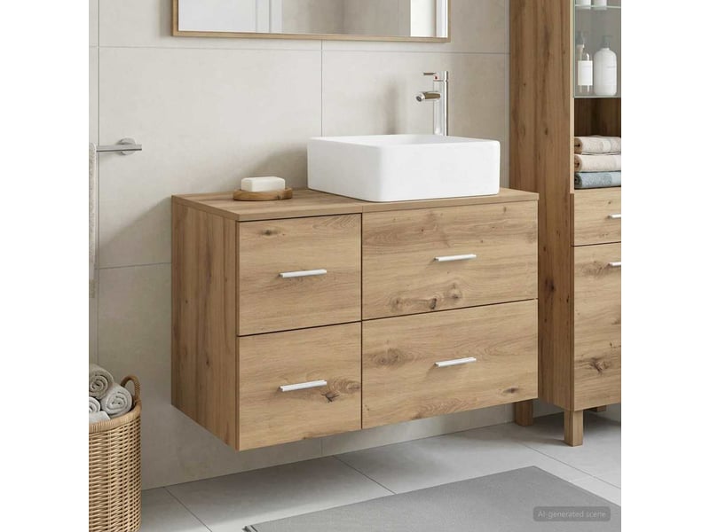  Ensemble de mobilier de salle de bain 2 pcs chêne artisanal shl8625  - Conforama B