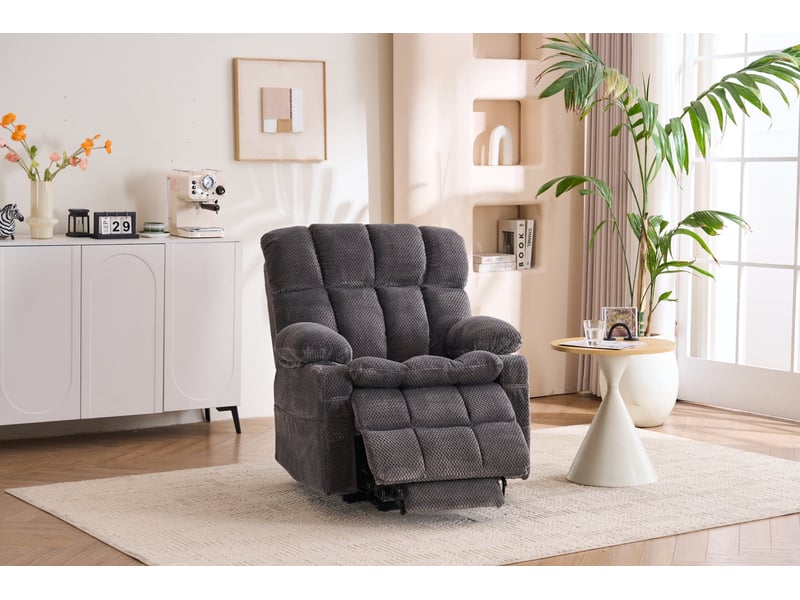 Fauteuil réglable électriquement 91x94x107cm - aide à la levée – massage, chauffage et repose-pieds extensible – flanelle - anthracite - Conforama B