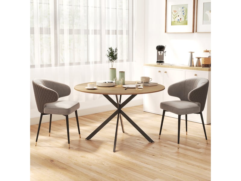 Table à manger ronde, table de cuisine panneau de particules chêne 120x120x75cm  - Conforama D