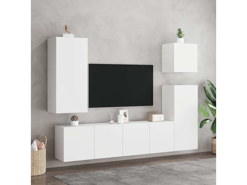  Lot de 2 meuble tv mural, meuble tv suspendu blanc 80x30x41 cm  - Conforama C