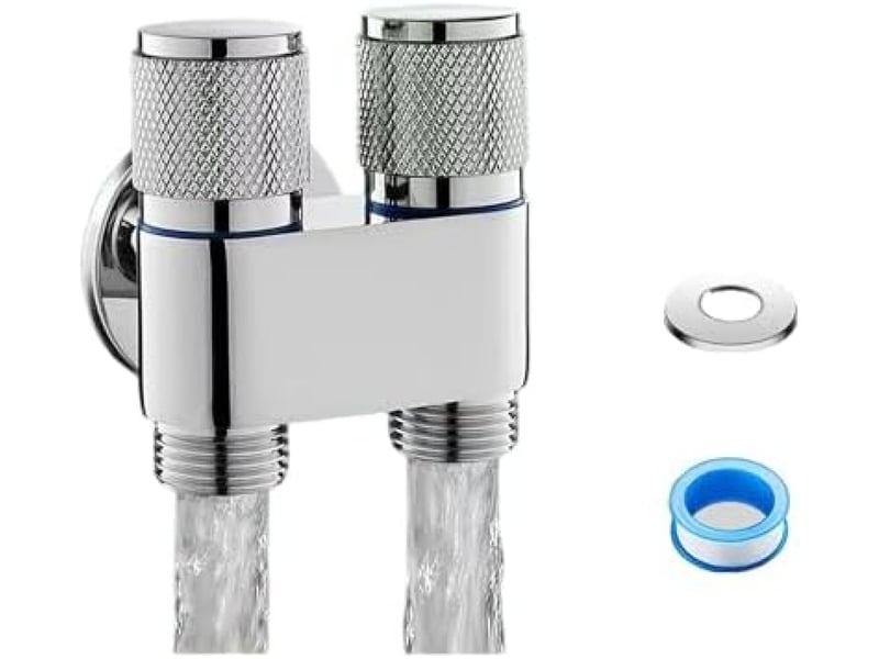  Robinet de toilette argenté avec double vanne de commande et buse de chasse d'eau portable de 20 mm  - Conforama A