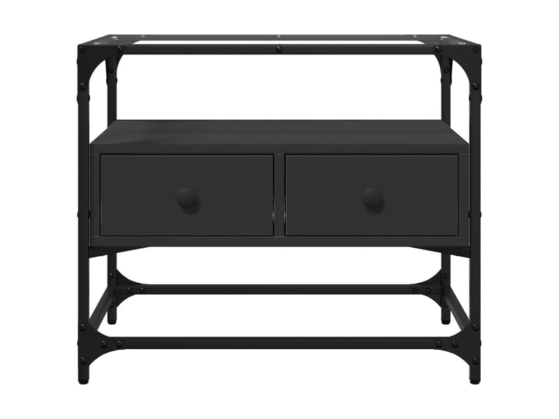  Meuble tv - banc tv - meuble de rangement et dessus en verre noir 60x35x51 cm bois d'ingénierie  - Conforama D