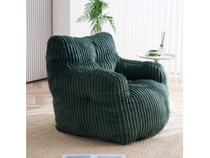 Fauteuil pouf 100 x 94 x 70 cm – vert – velours côtelé rembourré, assise moelleuse en mousse à mémoire