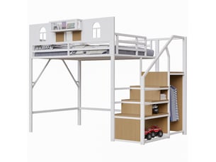 Lit mezzanine 140x200 cm OKWISH coloris blanc