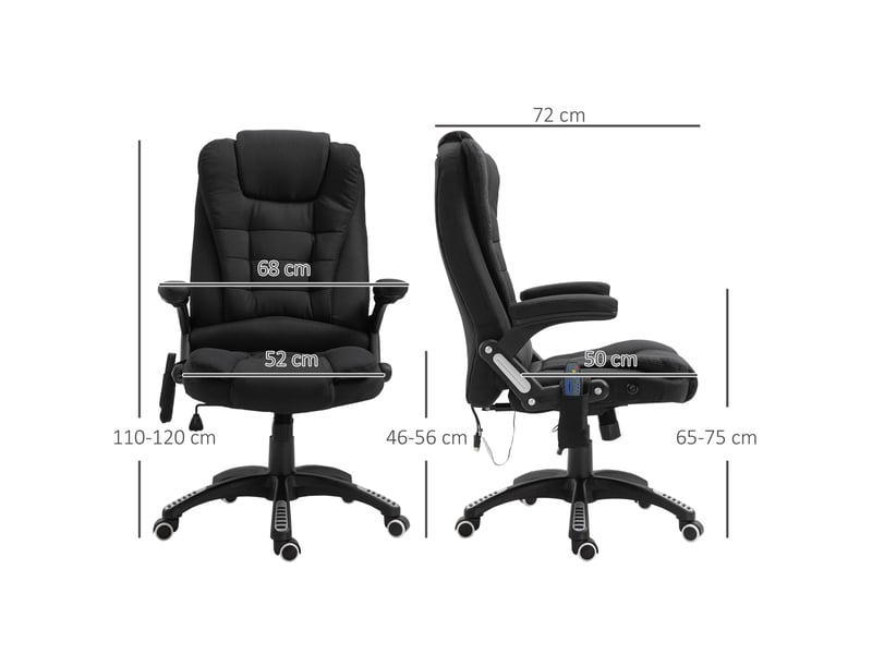  Fauteuil de bureau massant et chauffant, chaise de bureau, dossier, chaise ergonomique avec hauteur réglable  - Conforama C