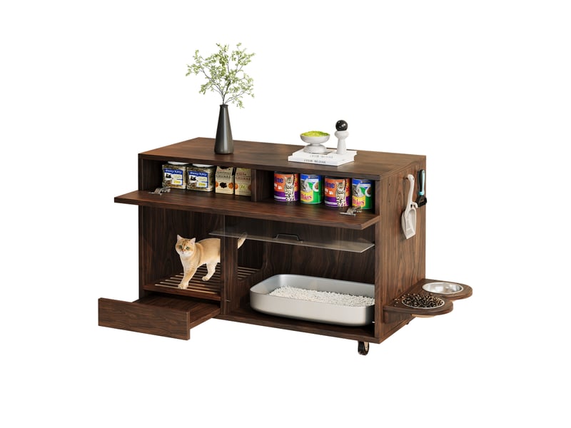  Meuble cache-litière avec rangement, maison de toilette discrète, noyer, 100 x 45.5 x 67 cm, mdf Fay Lum - Conforama A