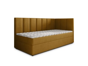 Lit avec rangement 90x200 cm <strong>MASSENO</strong>  <strong></strong> coloris jaune