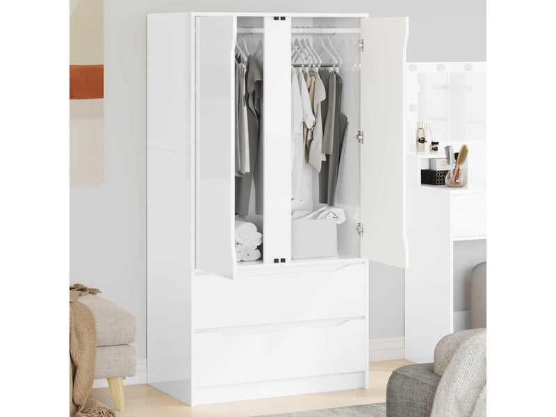  Armoire chambre, armoire de rangement blanc brillant 79,5x49x156 cm bois d’ingénierie  - Conforama D