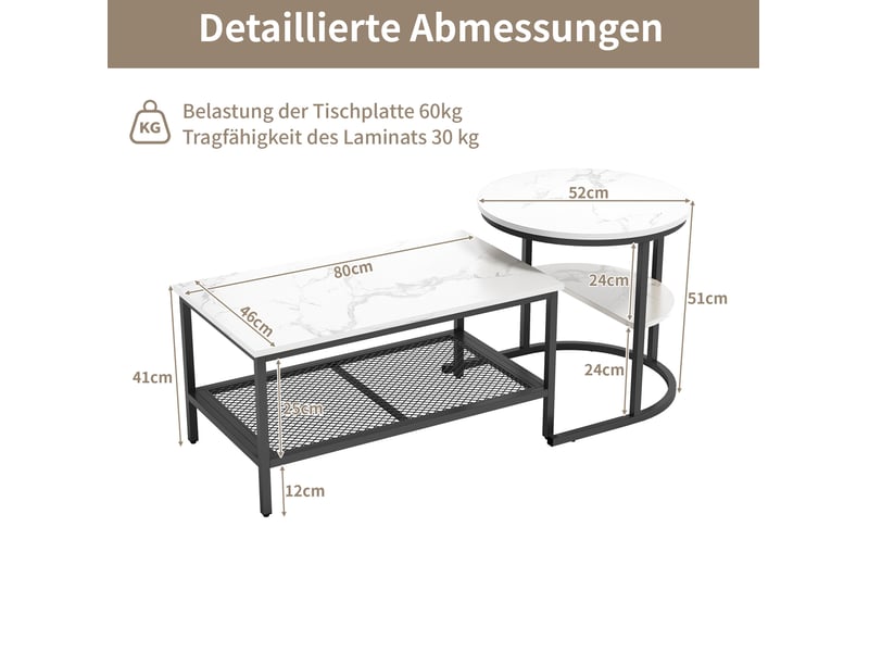  Lot de 2 tables basses gigognes avec rangement coloris noir  - Conforama C
