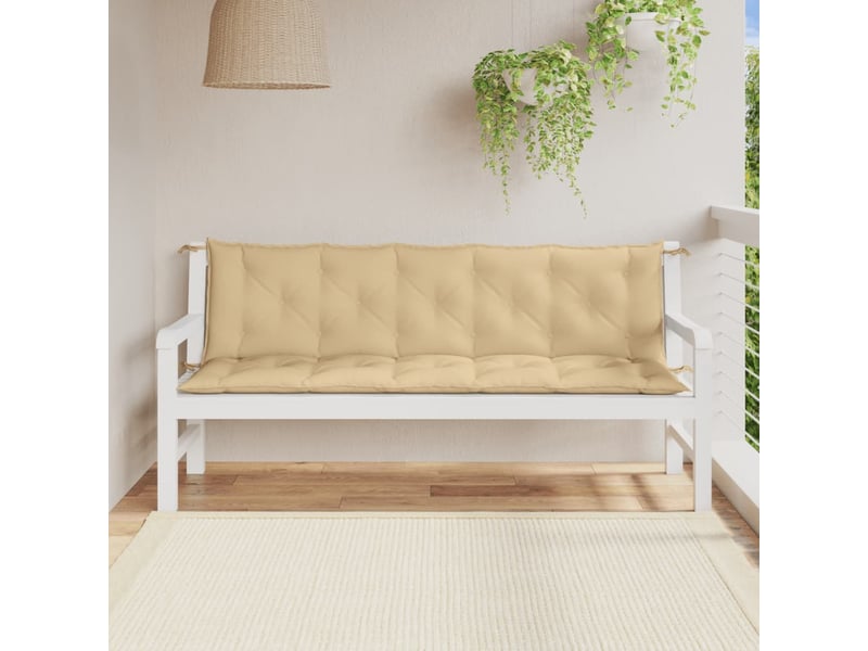 Lot de 2 coussins de banc de jardin, coussins d'assise beige mélangé tissu cf58631 - Conforama C