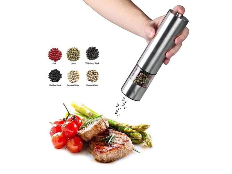  Moulin à poivre électrique en acier inoxydable avec tête plate pour moulin à sel  - Conforama B