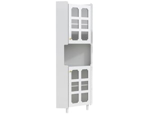Armoire d'angle avec éclairage led 2 portes 1 niche mdf blanc 63.5x157.5 cm