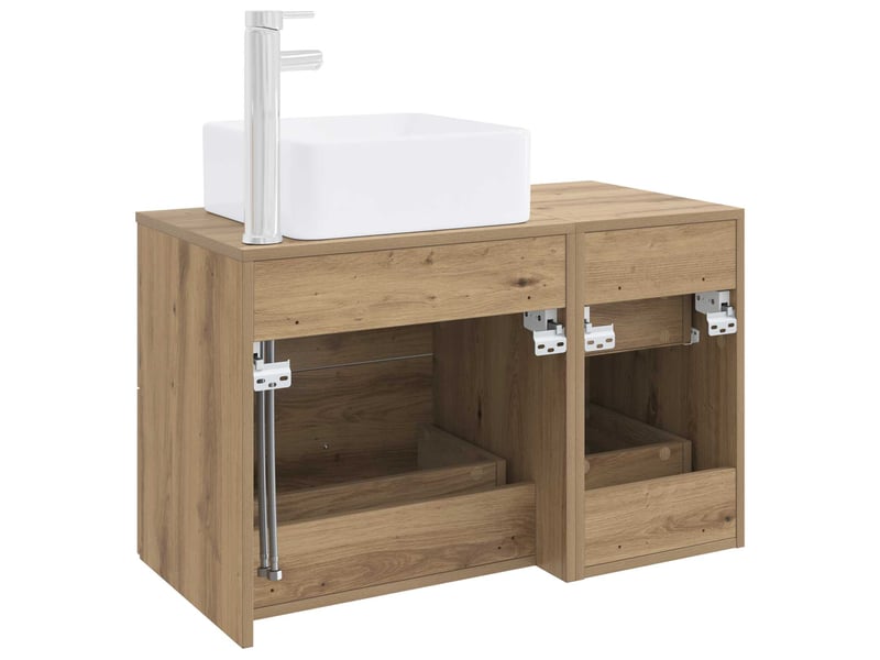 Ensemble de mobilier de salle de bain 2 pcs chêne artisanal shl8625 - Conforama E