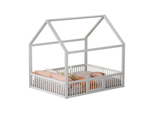 Lit cabane 140x200 cm <strong>MERAX</strong> <strong>lit enfant blanc</strong> coloris blanc