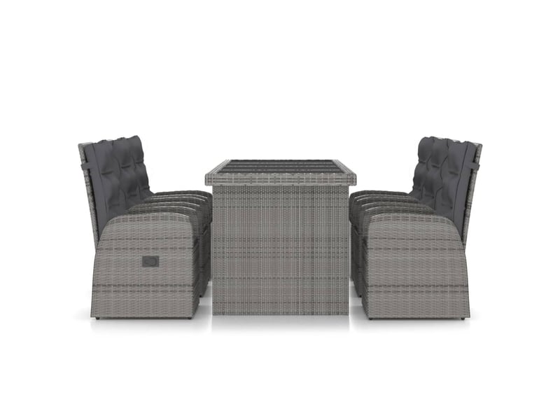  Mobilier à dîner jardin 7 pièces avec coussins résine tressée gris 02_0014931  - Conforama B