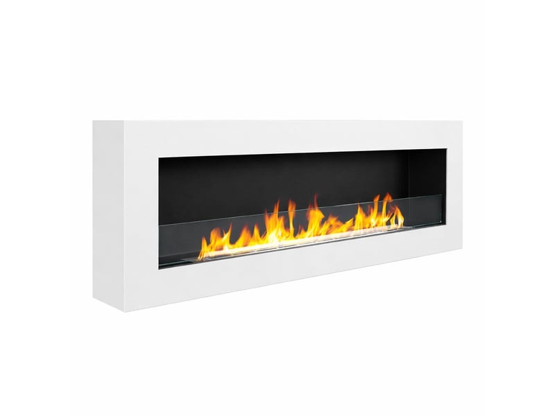  Siena 120 - cheminée murale bioéthanol 120 x 41 x 15 cm avec brûleur de 1,25 l en acier blanc  - Conforama A