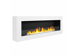 Siena 120 - cheminée murale bioéthanol 120 x 41 x 15 cm avec brûleur de 1,25 l en acier blanc