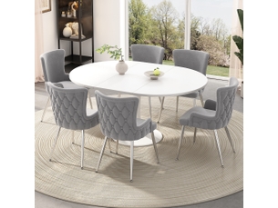 Lot de 6 chaises de salle à manger,55x47x85 cm,velours et métal argenté,gris
