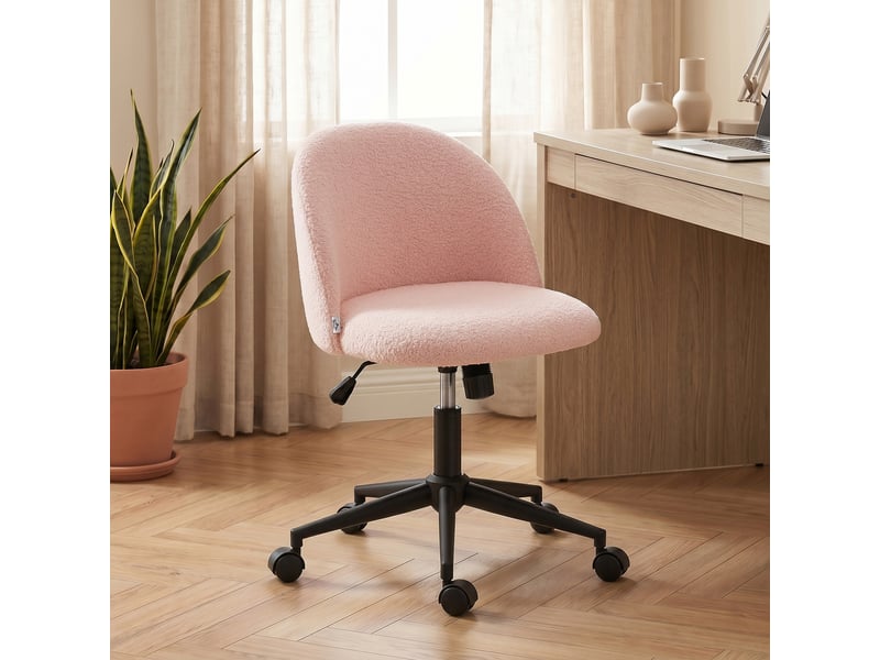  Chaise de bureau pivotante réglable en hauteur, jusqu'à 120 kg, rose  - Conforama D