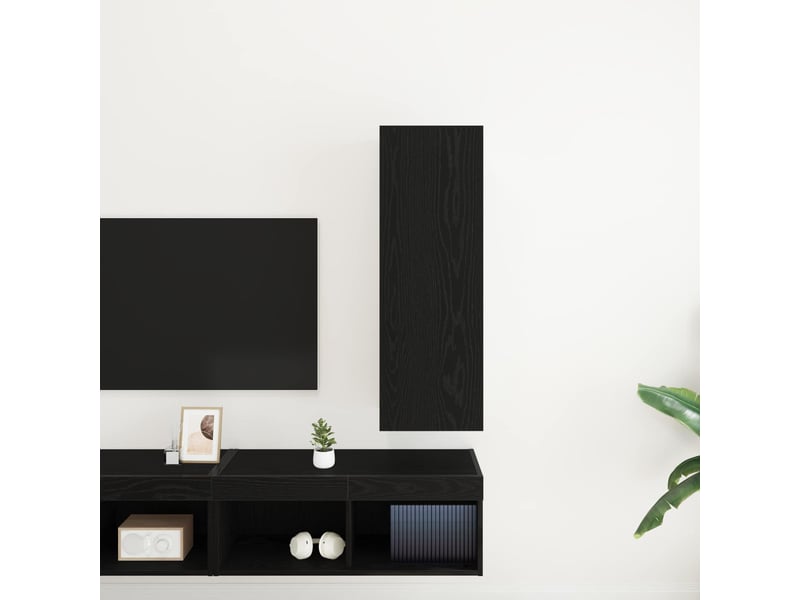  Meuble tv - banc tv - meuble de rangement mural 30,5 x 30 x 90 cm chêne noir bois d'ingénierie  - Conforama D