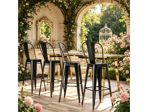 tabouret de bar <strong>BEAOK</strong> - noir hauteur d'assise 76.5 cm vendu Par 4