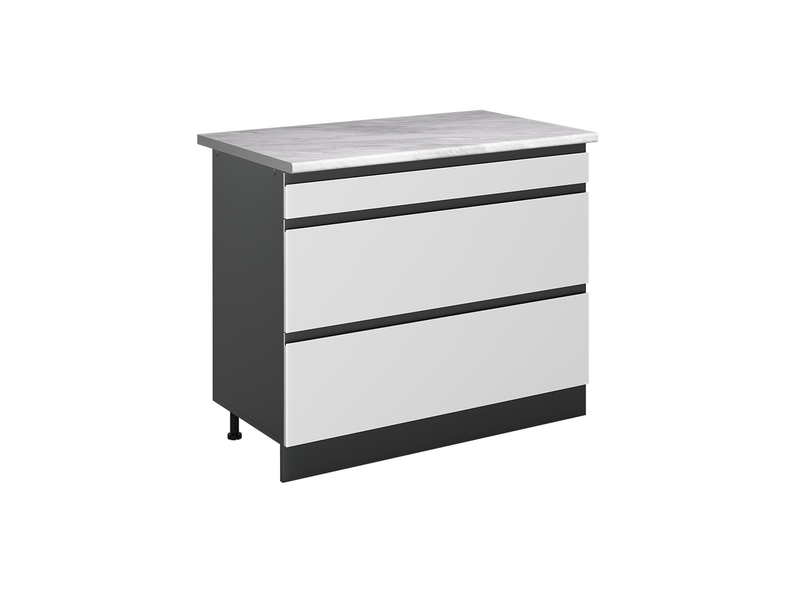 Vicco meuble cuisine, blancanthracite, 100cm plan de travail marbre - Conforama A