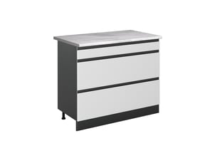 Vicco meuble cuisine, blancanthracite, 100cm plan de travail marbre