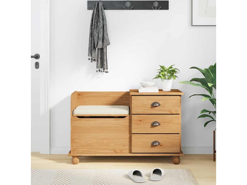  Banc chambre, banc de rangement avec tiroir askim marron 100x39x62 cm  - Conforama D