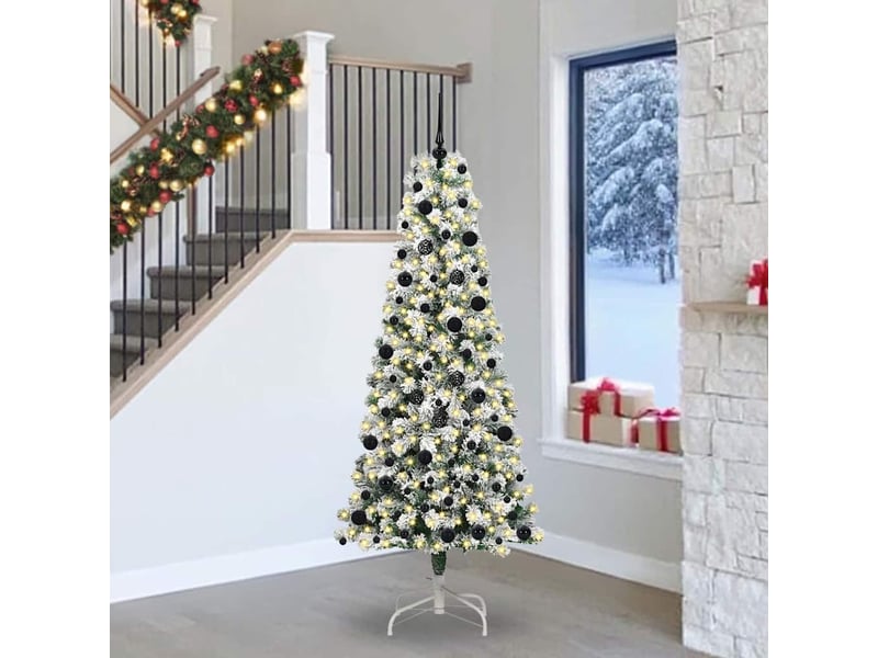  Sapin de noël, arbre de noël artificiel à branches articulées vert et blanc cf61134  - Conforama B