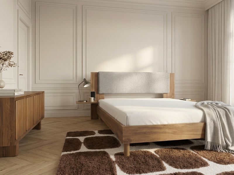  Bobochic lit lior lattes massives pieds en bois naturel gris clair 140x190 LIOR - Conforama C