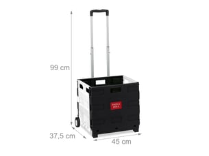 Chariot de transport pliable à roulettes dimensions 35 kg stabilité praticité style moderne en plastique noir 13_0009952