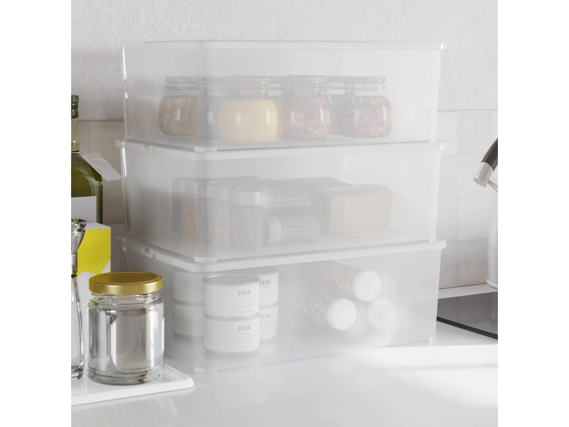  Boîtes de rangement en plastique 3 pcs 10 l empilables  - Conforama B