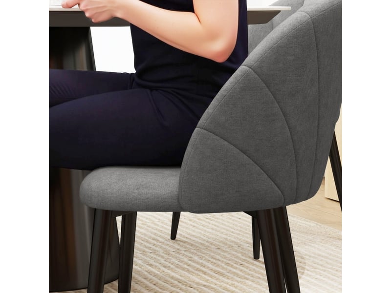  Chaises de salle à manger lot de 4 ergonomiques  - pieds acier, tissu effet velours gris foncé  - Conforama E