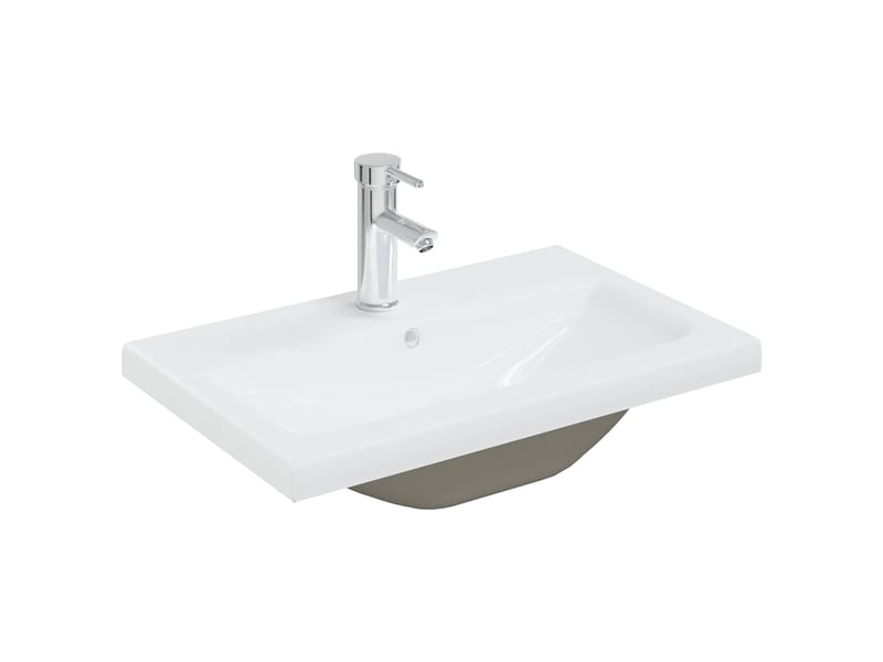  Lavabo encastré, vasque à poser avec robinet 61x39x18 cm céramique blanc cf65670  - Conforama A