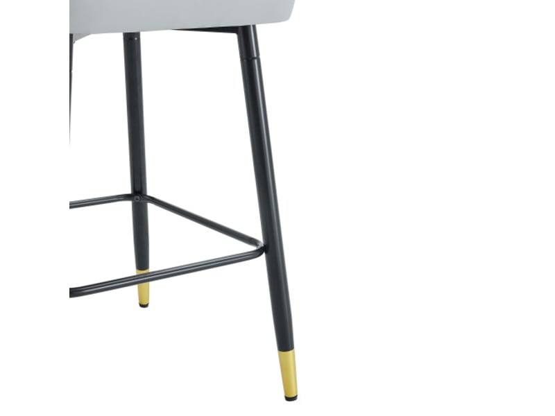 2 tabourets de bar 100 cm - cuir pu gris clair, piètement métal noir, repose-pieds - coloris variés - Conforama E