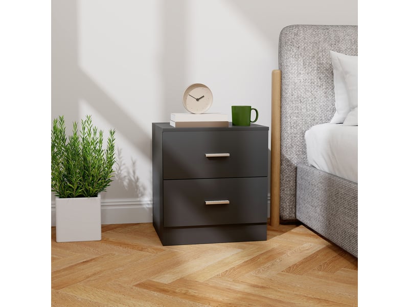  Table de chevet moderne avec 2 tiroirs, idéale pour le salon ou la chambre, 45 x 39,5 x 49 cm, noire.  - Conforama C