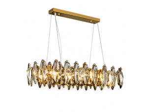Lustre en cristal plumes dorées d – éclairage 3 couleurs