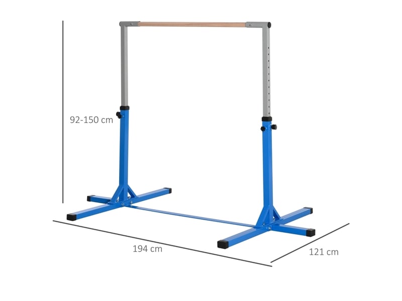  Barre de gymnastique enfant réglable 194 x 121 cm – bleue – 13 hauteurs, jusqu’à 75 kg, intérieurextérieur  - Conforama C