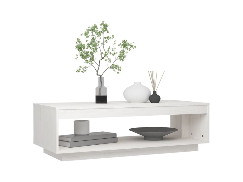  Table basse rectangulaire | table de salon blanc 110x50x33,5 cm bois de pin massif  - Conforama D