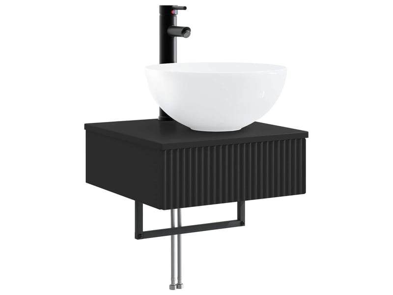  Basin de lavage mural, lavabo noir 40x41x40.5 cm bois d'ingénierie  - Conforama A
