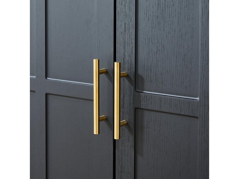 Buffet avec portes incurvées en mdf coloris noir 169 x 40 x 80 cm - Conforama E