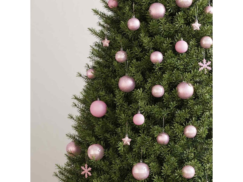  Ensemble de boules de noël 111 pièces rose polystyrène  - Conforama C