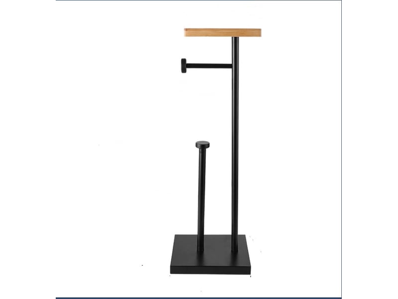  Distributeur de papier toilette sur pied avec étagère de rangement – noir, h 65 cm  - Conforama A