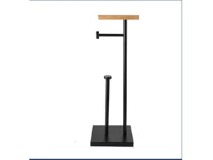 Distributeur de papier toilette sur pied avec étagère de rangement – noir, h 65 cm