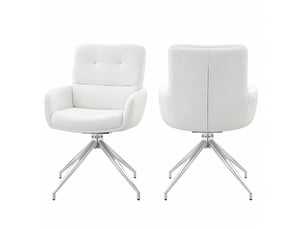 Lot de 2 chaises de salle à manger pivotantes en pu blanc et métal argenté