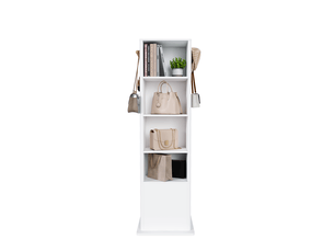 Armoire à bijoux pivotante 360° avec miroir, rangement 4-en-1, blanc
