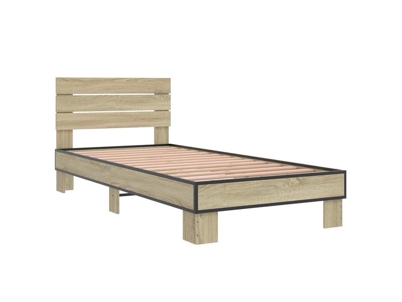  Lit simple- lit adulte -  cadre de lit avec tête de lit chêne sonoma 80 x 200 cm  - Conforama B