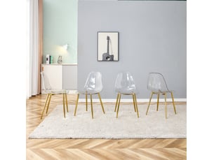 Set de 4 chaises de salle à manger transparentes 44 x 45,7 x 83 cm – pieds métal dorés – design moderne