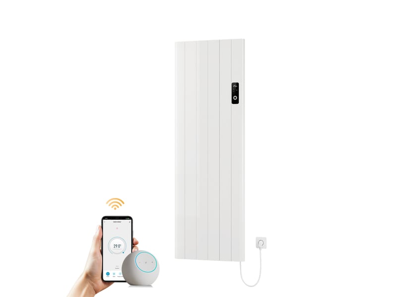 Emke radiateur électrique à convection 2000w, panneau chauffant mural en aluminium 160x54,5cm, thermostat wifi, blanc brillant  - Conforama A